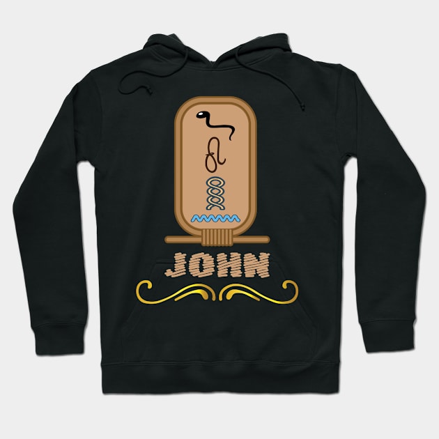 JOHN-American names in hieroglyphic letters-JOHN, name in a Pharaonic Khartouch-Hieroglyphic pharaonic names Hoodie by egygraphics